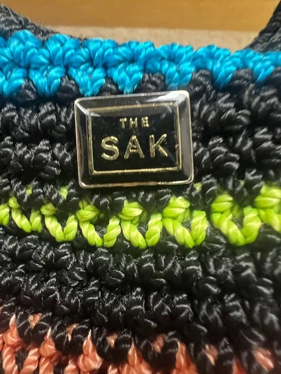 The Sak Black Striped Crochet Crossbody Bag with Multicolor Accents - Picture 2 of 3